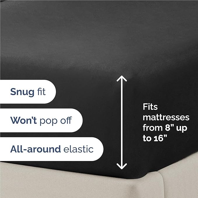 Twin XL Size 3 Piece Sheet Set - Comfy Breathable & Cooling Bed Sheets Set - Hotel Luxury Bedding for Women, Men, Kids & Teens - Deep Pockets, Easy-Fit, Super Soft & Wrinkle Free - Oeko-Tex - Black