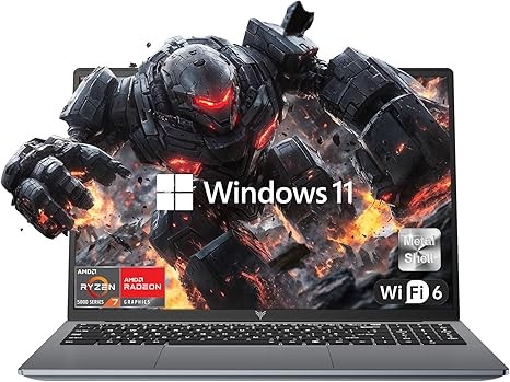 2025 Gaming Laptop, Laptop with AMD Ryzen 7 5700U (8C/16T, Up to 4.3GHz), 16GB RAM 512GB NVMe SSD Laptop Computer, Radeon RX Vega 8 Graphics, 16.1-inch FHD Display, WiFi 6, 53Wh Battery, Backlit KB